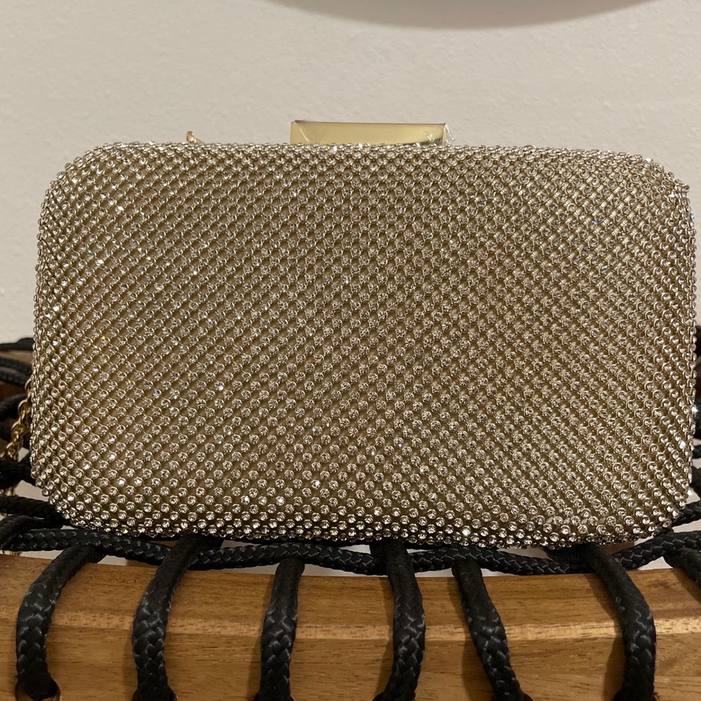 Gold rhinestone clutch